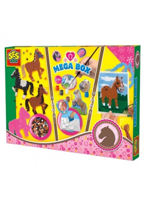 Набор д/творчества Ses ВЕСЕЛЫЕ ЛОШАДКИ (канва, игла, мулине, гипс, формочки, краски, кисть, мозаика)