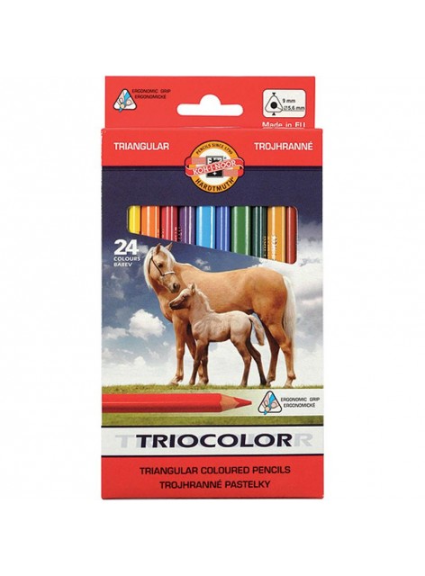 Карандаши цветные KOH-I-NOOR TRIOCOLOR Jumbo "Horses", 24 цвета