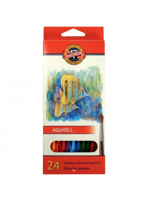 Карандаши акварельные KOH-I-NOOR MONDELUZ "Рыбки", 24 цвета