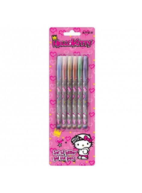 Набор гелевых ручек с глиттером, 6 цветов KITE Hello kitty HK21-037
