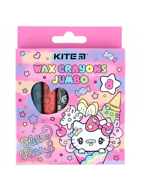 Крейда воскова Jumbo, 8 кольорів Kite Hello kitty HK24-076