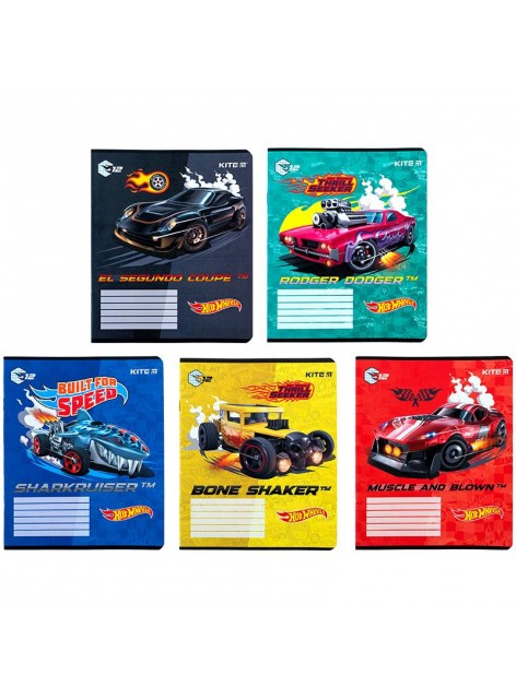Зошит 12 аркушів, клітинка (1 шт.) Kite Hot Wheels HW24-232