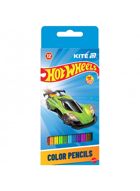 Олівці кольорові 12 кольорів Kite Hot Wheels HW25-051