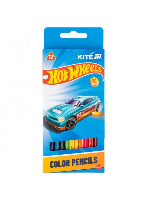 Олівці кольорові 12 кольорів Kite Hot Wheels HW25-053 Олівці кольорові 12 кольорів Kite Hot Wheels HW25-053