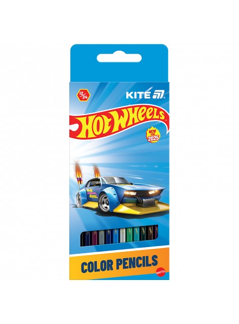 Олівці кольорові 12шт./24кольори Kite Hot Wheels HW25-054