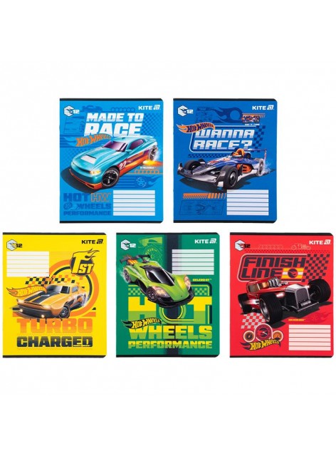 Зошит 12 аркушів, клітинка (1 шт.) Kite Hot Wheels HW25-232-1