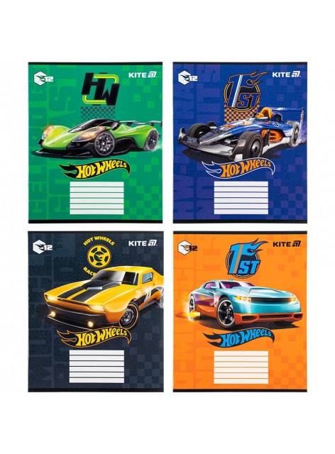 Зошит 12 аркушів, коса лінія (1 шт.) Kite Hot Wheels HW25-235 Зошит 12 аркушів, коса лінія (1 шт.) Kite Hot Wheels HW25-235