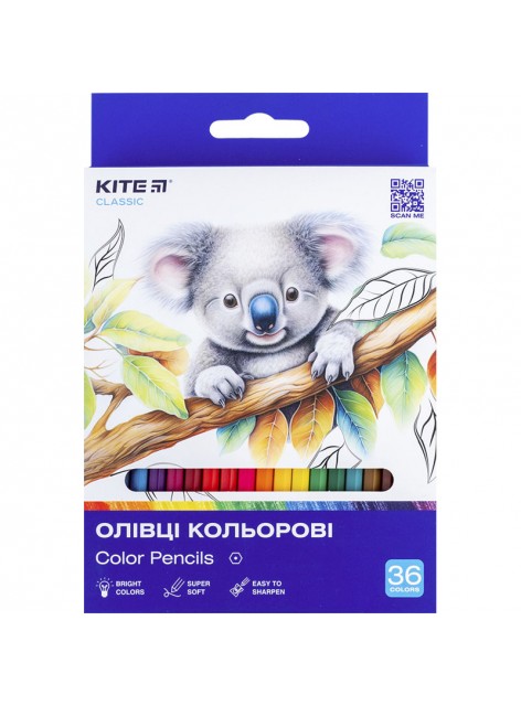 Олівці кольорові 36 кольорів Kite Classic K-057