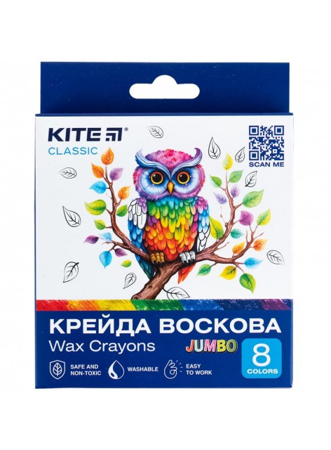 Крейда воскова Jumbo, 8 кольорів Kite Kite Classic K-076