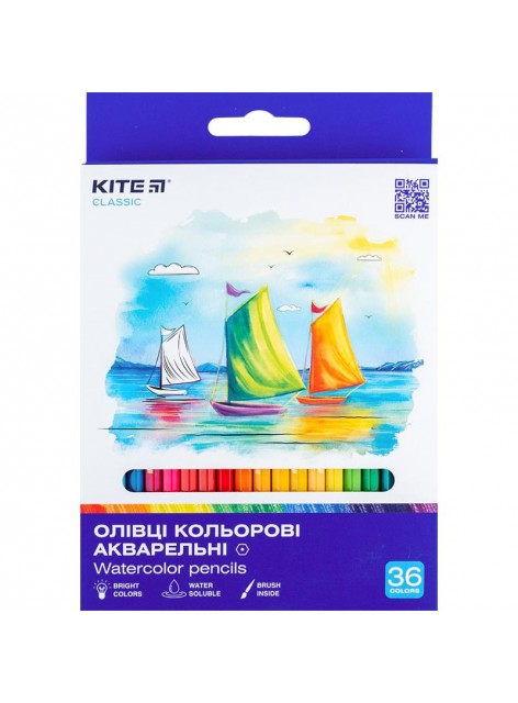 Олівці кольорові акварельні 36 кольори Kite Classic K-1052