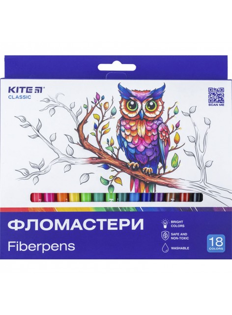 Фломастери 18 кольорів KITE Classic K-448