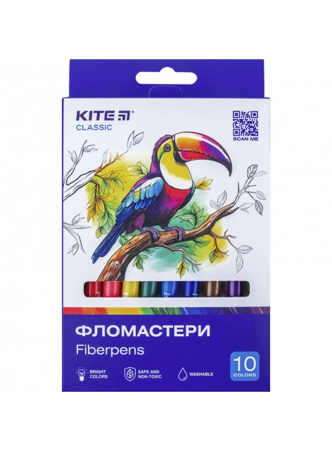 Фломастери 10 кольорів Kite Classic K-455