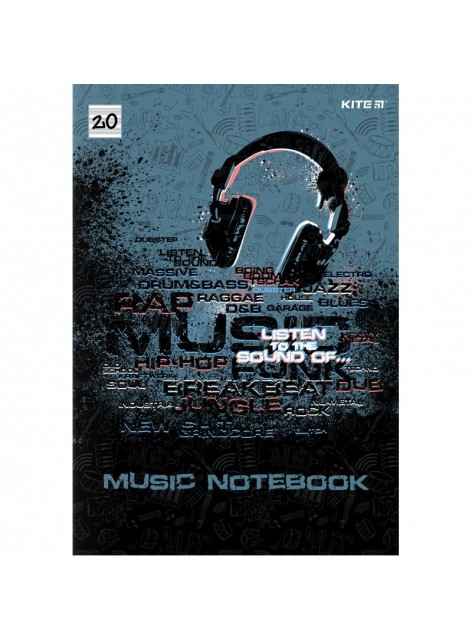 Тетрадь для нот А4, 20 листов KITE Listen to the sound K21-404
