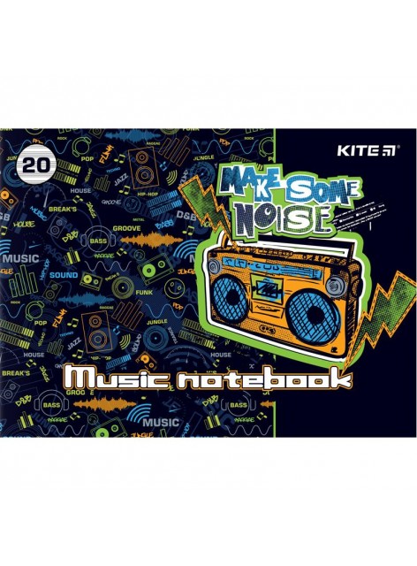 Тетрадь для нот А5, 20 листов KITE Make some noise K21-405