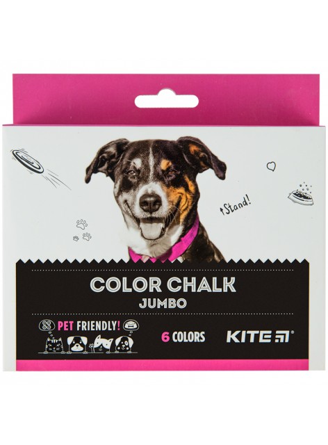Крейда кольорова Jumbo, 6 кольорів KITE Dogs K22-073
