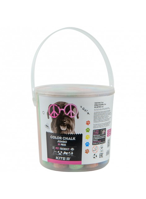 Крейда кольорова Jumbo, 15 штук KITE Dogs K22-074