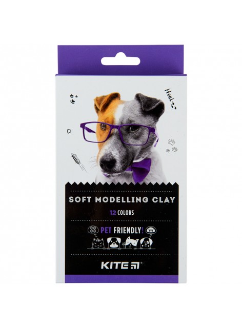 Пластилін восковий, 12 кольорів Kite Dogs K22-086