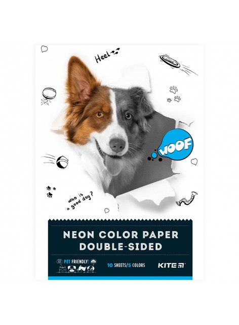 Папір кольоровий неоновий KITE Dogs K22-252
