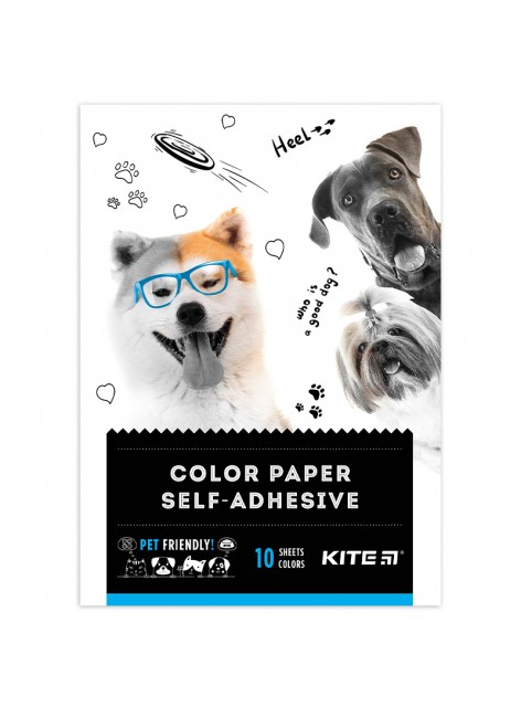 Папір кольоровий самоклейкий, А5 Kite Dogs K22-294