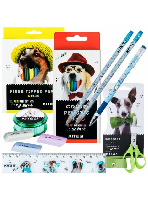 Набор канцтоваров 9 предметов KITE Dogs K24-000-9
