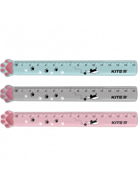 Лінійка пластикова 15 см Kite Paws K23-020