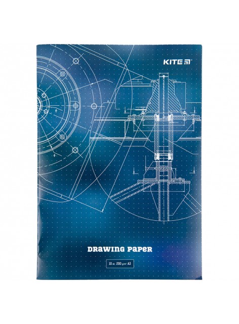 Папір для креслення А3, 10 аркушів, 200г/м2 Kite K23-270