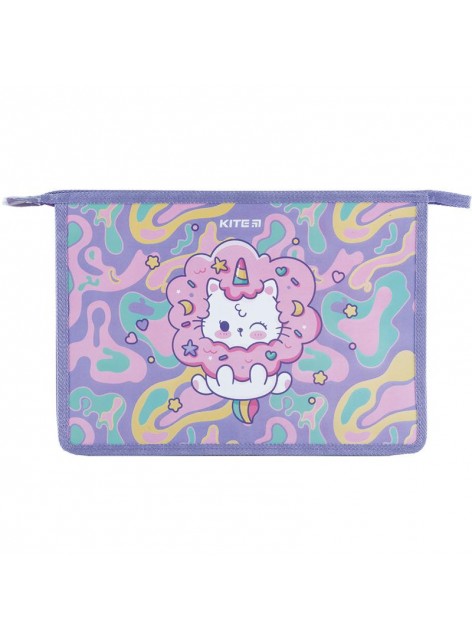 Папка А4+ на блискавці KITE Rainbow Catcorn K24-428-1