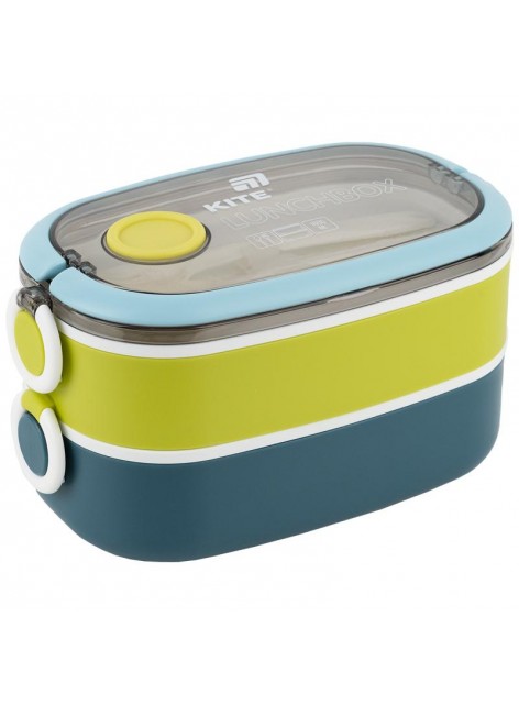 Ланчбокс подвійний з наповненням 1600 мл Kite синій K25-1181-2