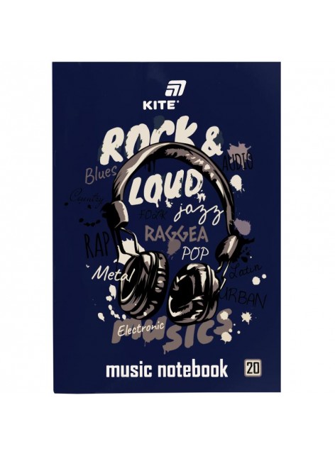 Зошит для нот А4, 20 аркушів Kite Rock&Loud K26-404 Зошит для нот А4, 20 аркушів Kite Rock&Loud K26-404