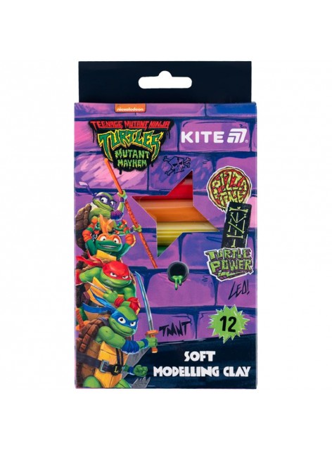 Пластилін восковий, 12 кольорів Kite Ninja Turtles NT25-086