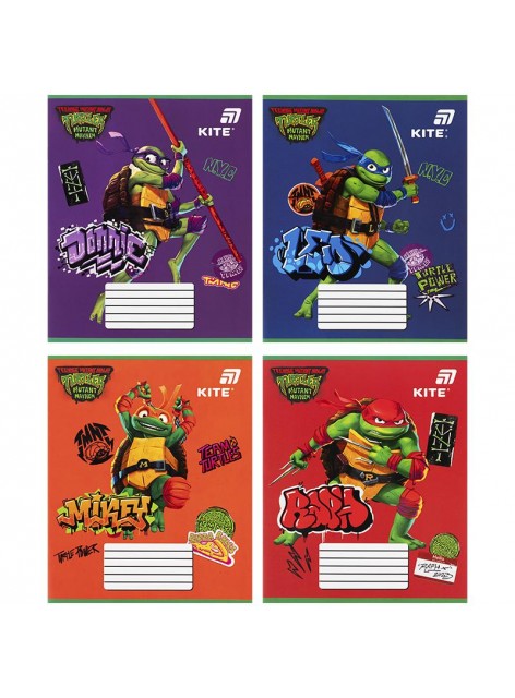 Зошит 12 аркушів, коса лінія (1 шт.) Kite Ninja Turtles NT26-235 Зошит 12 аркушів, коса лінія (1 шт.) Kite Ninja Turtles NT26-235