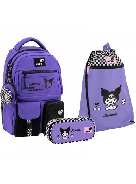 Рюкзак в комплекті 3 в 1 Kuromi KITE HK26-2587M-1+601M-11+662-4
