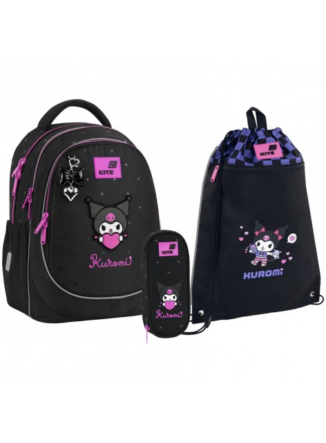 Рюкзак в комплекті 3 в 1 Kuromi KITE HK26-700M+601M-3+599-2 Рюкзак в комплекті 3 в 1 Kuromi KITE HK26-700M+601M-3+599-2