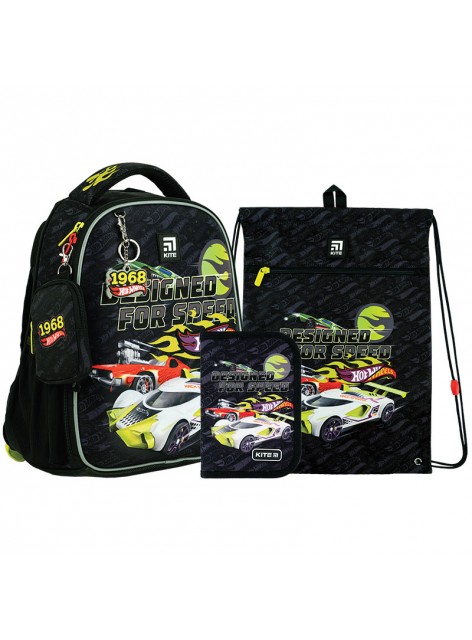 Рюкзак в комплекті 3 в 1 Hot Wheels KITE HW24-555S+601M-1+622