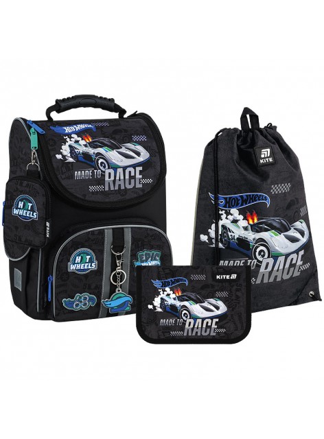 Рюкзак в комплекті 3 в 1 Hot Wheels KITE HW25-501S+600M-1+621 Рюкзак в комплекті 3 в 1 Hot Wheels KITE HW25-501S+600M-1+621
