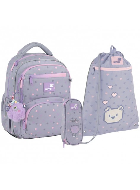 Рюкзак в комплекті 3 в 1 Cute Monster KITE K26-773M-3+601M-18+599-17 Рюкзак в комплекті 3 в 1 Cute Monster KITE K26-773M-3+601M-18+599-17