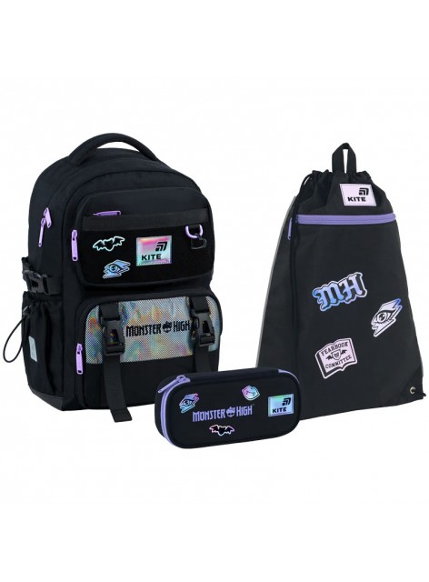 Рюкзак в комплекті 3 в 1 Monster High KITE MH26-1022M+601M-1+662 Рюкзак в комплекті 3 в 1 Monster High KITE MH26-1022M+601M-1+662