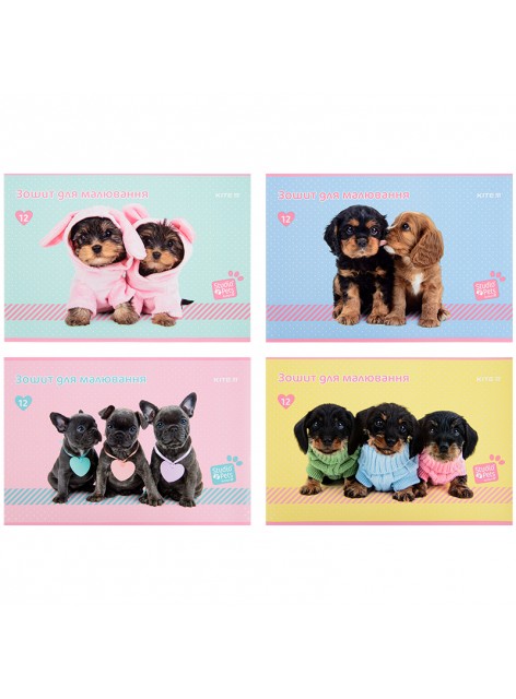 Зошит для малювання А4, 12 аркушів Kite Studio Pets SP22-241