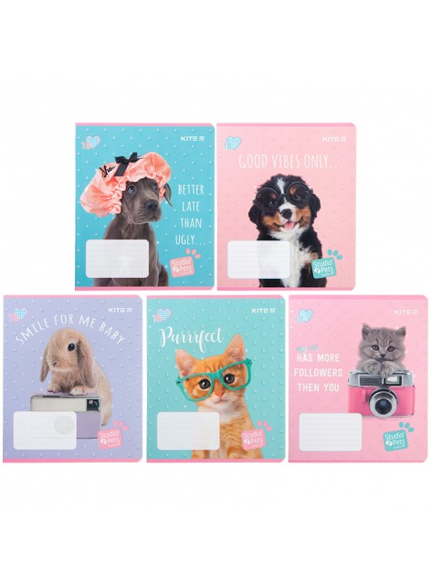 Зошит 18 аркушів, клітинка (1 шт.) KITE Studio Pets SP23-236