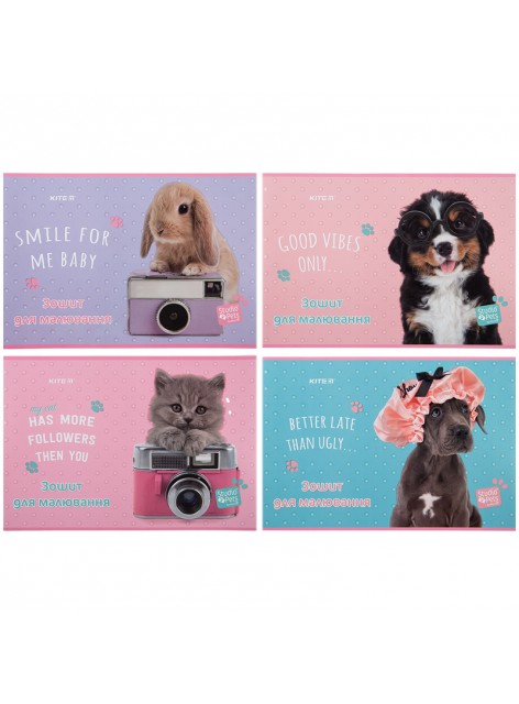 Зошит для малювання А4, 12 аркушів Kite Studio Pets SP23-241