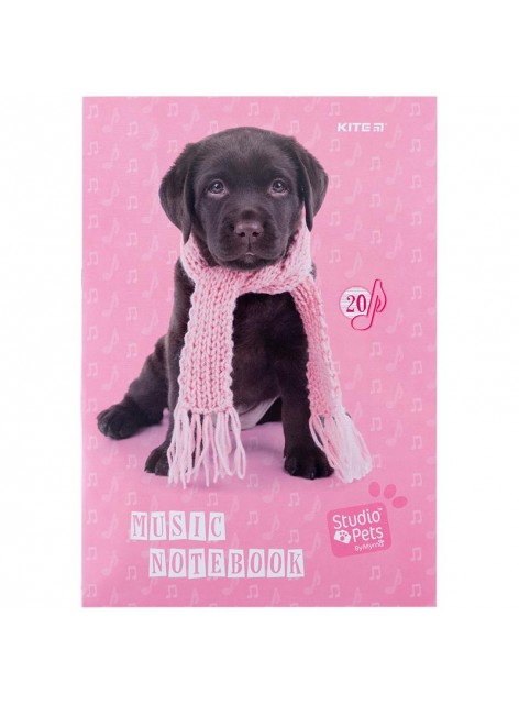 Зошит для нот А4, 20 аркушів KITE Studio Pets SP24-404