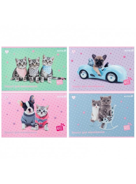Зошит для малювання А4, 12 аркушів Kite Studio Pets SP25-241 Зошит для малювання А4, 12 аркушів Kite Studio Pets SP25-241