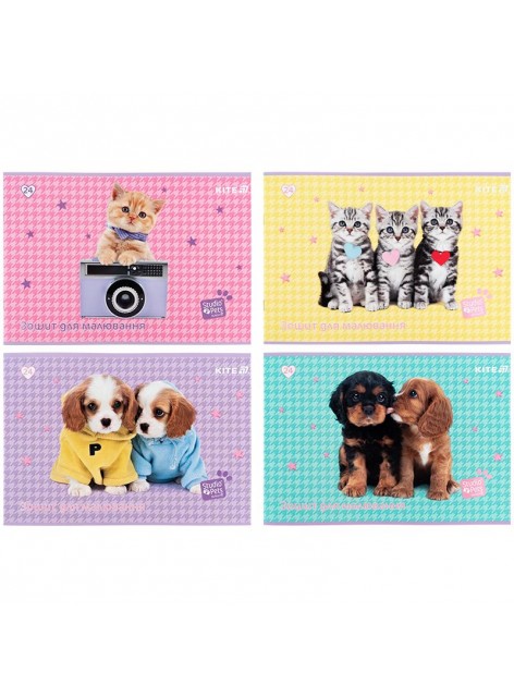 Зошит для малювання А4, 24 аркуша Kite Studio Pets SP25-242