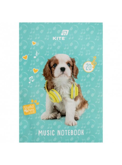 Зошит для нот А4, 20 аркушів Kite Studio Pets SP26-404 Зошит для нот А4, 20 аркушів Kite Studio Pets SP26-404
