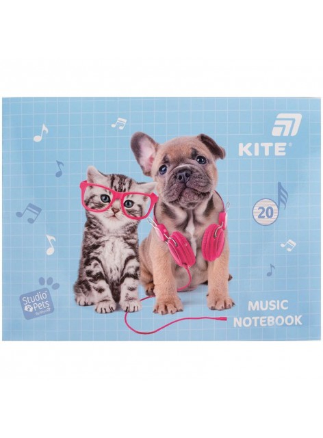 Зошит для нот А5, 20 аркушів Kite Studio Pets SP26-405 Зошит для нот А5, 20 аркушів Kite Studio Pets SP26-405