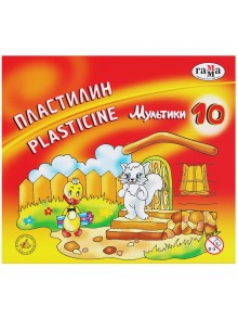 Пластилін, 10 кольорів, 200 г ГАММА "Мультики" 280017