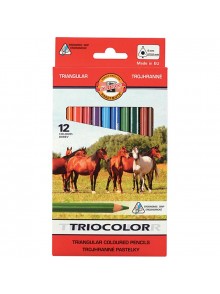 Карандаши цветные KOH-I-NOOR TRIOCOLOR Jumbo "Horses", 12 цветов