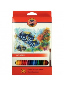 Карандаши акварельные KOH-I-NOOR MONDELUZ "Рыбки", 36 цветов