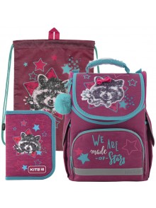 Рюкзак в комплекте 3 в 1 Fluffy racoon KITE K19-501S-3+600S-1+621-1