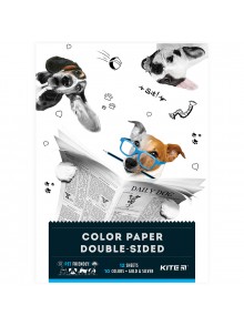 Папір кольоровий двосторонній (10кол.+золотий та срібний) Kite Dogs K22-287